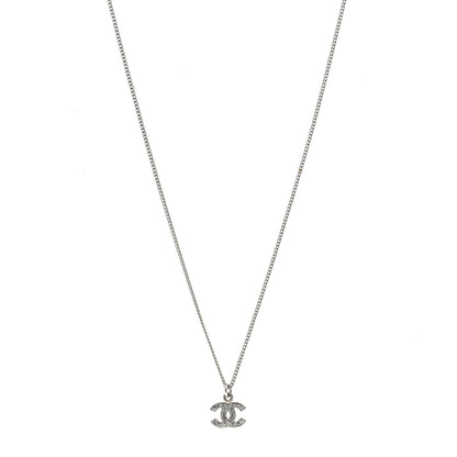 Chanel Crystal CC Pendant Necklace Silver 1 of 5