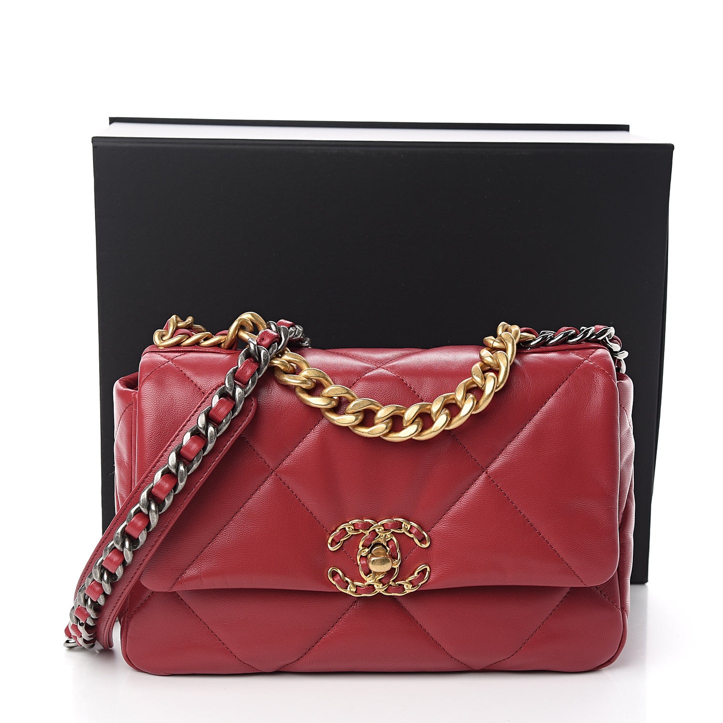 Goatskin Quilted Medium 19 Flap Dark Pink