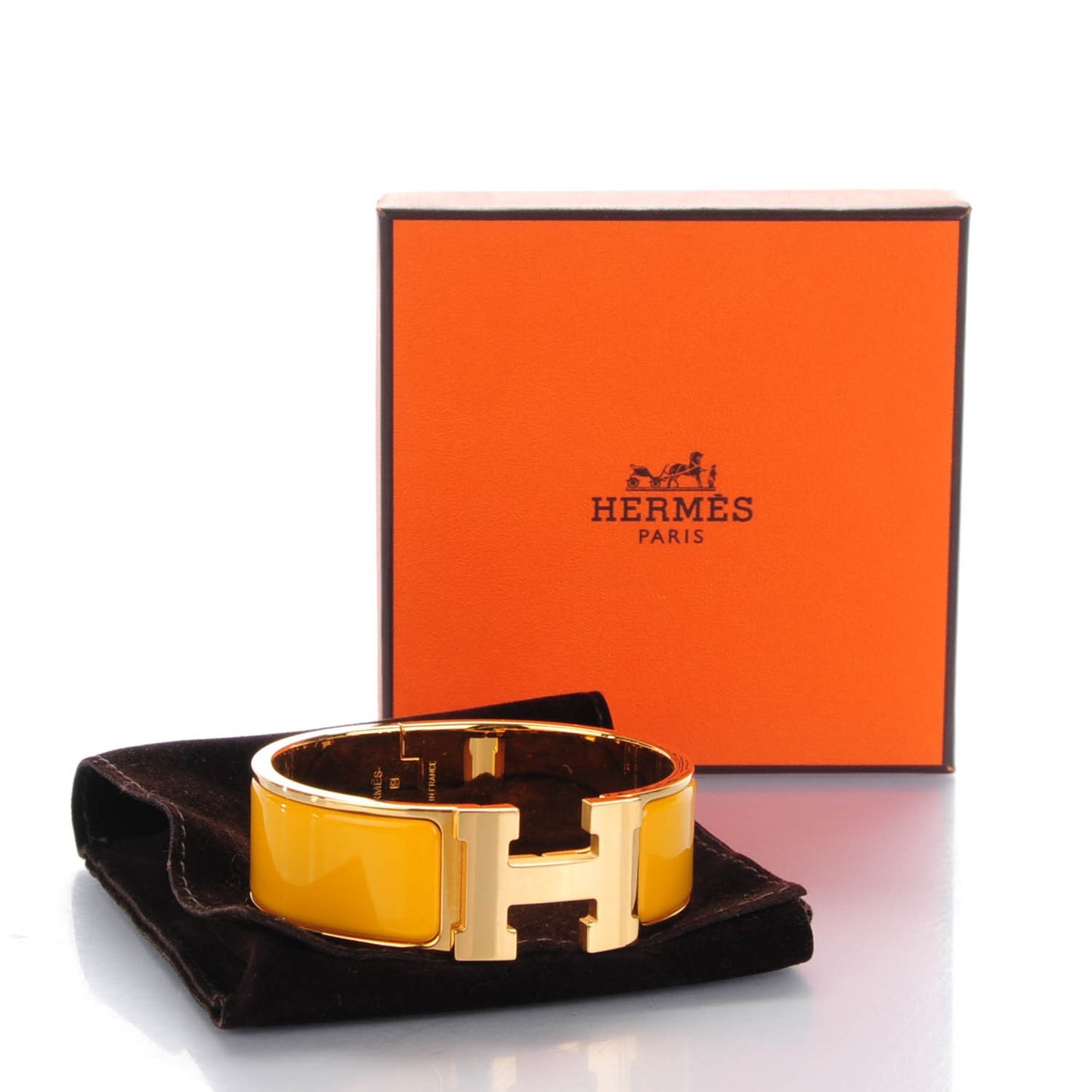 Enamel Wide Clic Clac H Bracelet PM Jaune Soleil