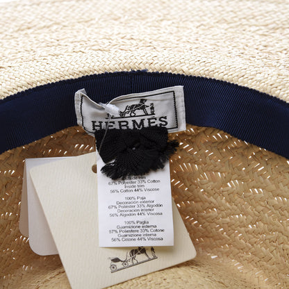 Hermes Toquilla Straw Bandanas Andalouise Panama Hat 58 Naturel Marine 5 of 5