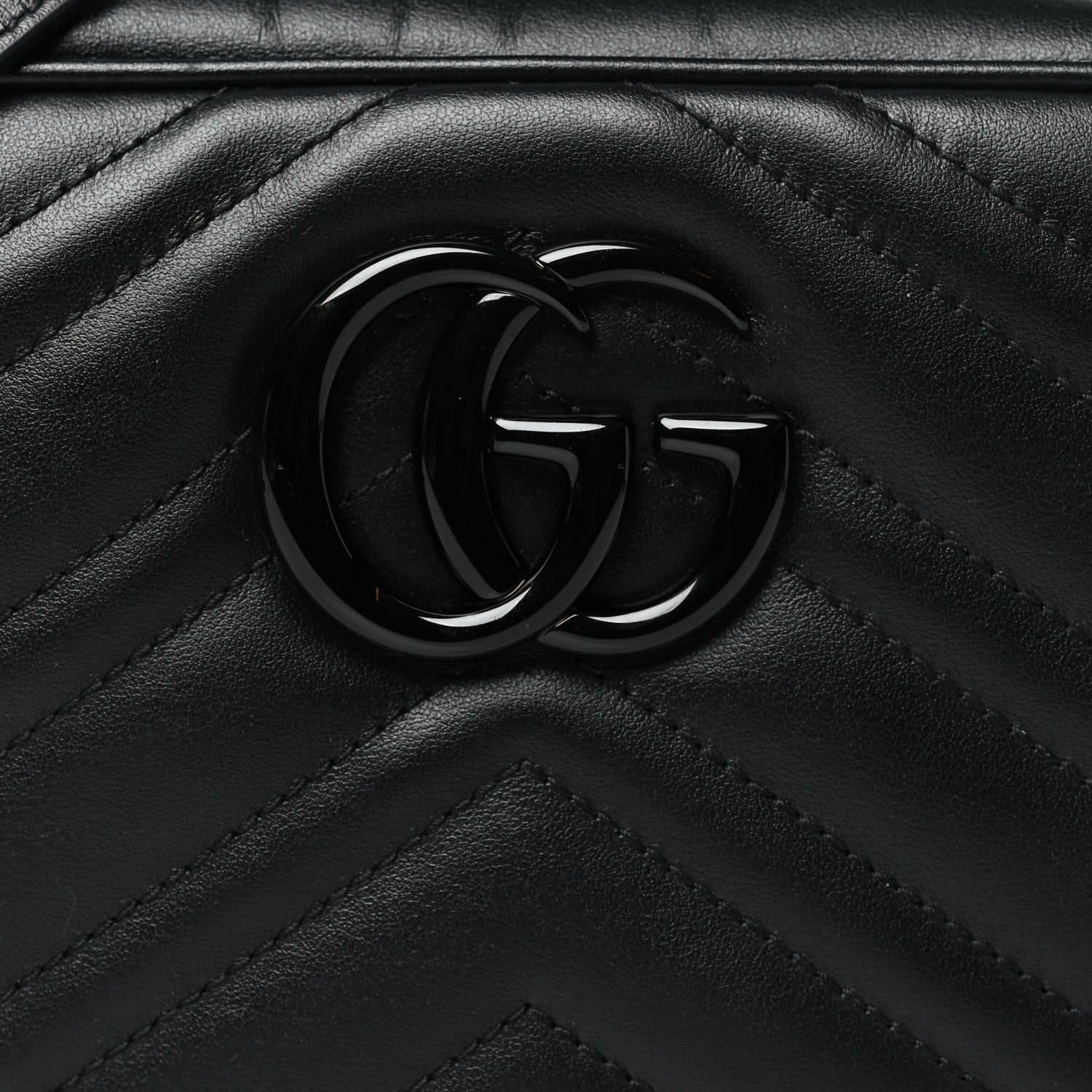 Gucci Calfskin Matelasse Monochrome Small GG Marmont Chain Shoulder Bag Black 8 of 11