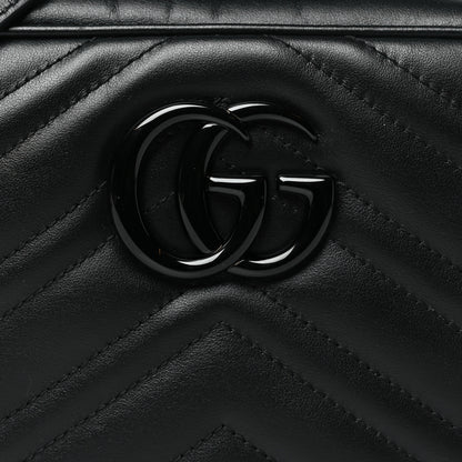 Gucci Calfskin Matelasse Monochrome Small GG Marmont Chain Shoulder Bag Black 8 of 11