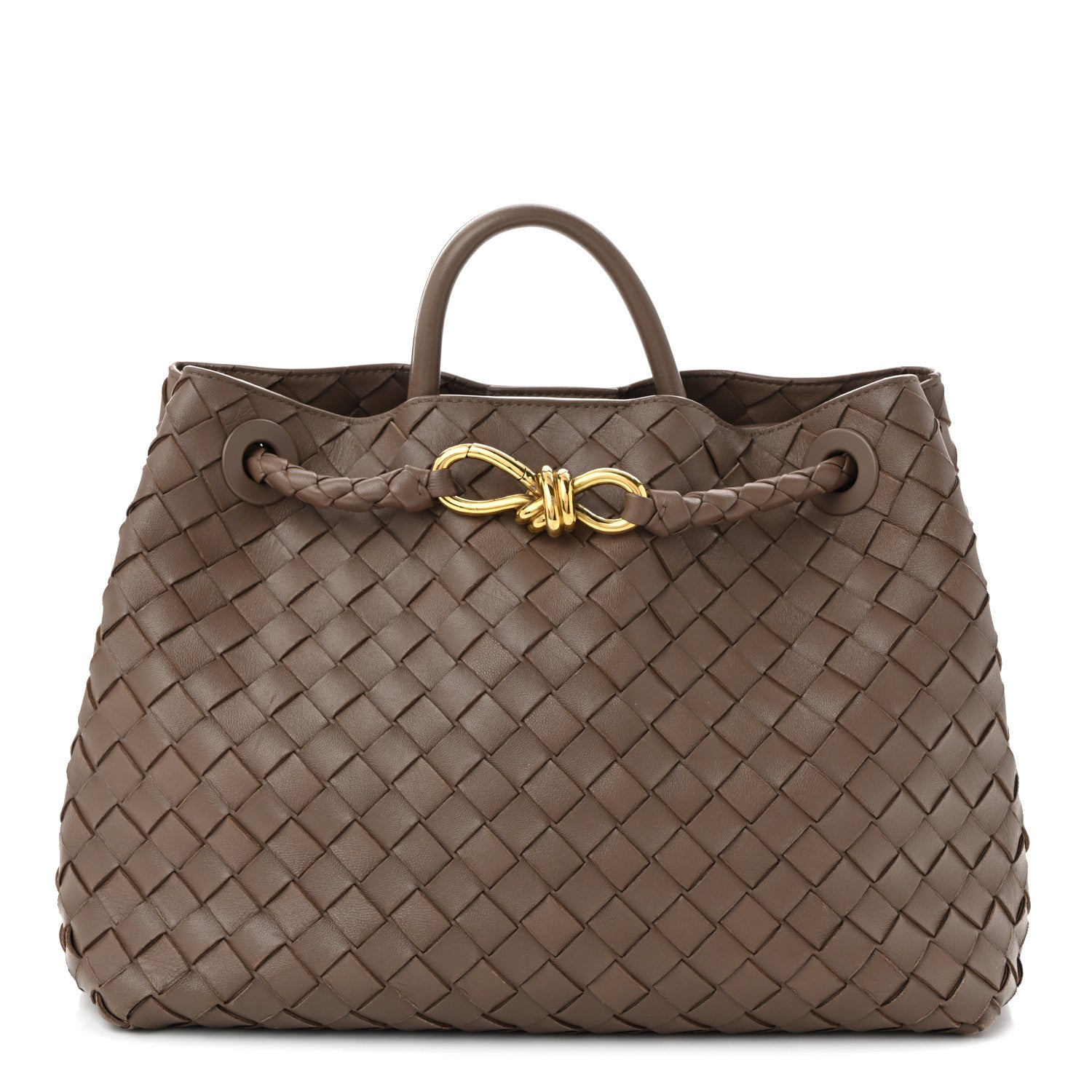 Bottega Veneta Nappa Intrecciato Medium Andiamo Shoulder Bag Taupe Grey 1 of 10