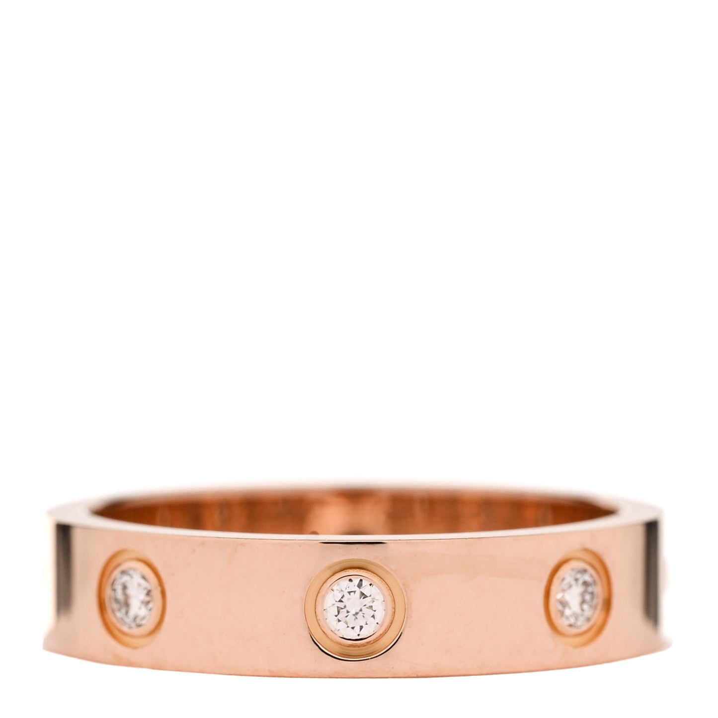 18K Pink Gold 8 Diamond 4mm LOVE Wedding Band Ring 49 5