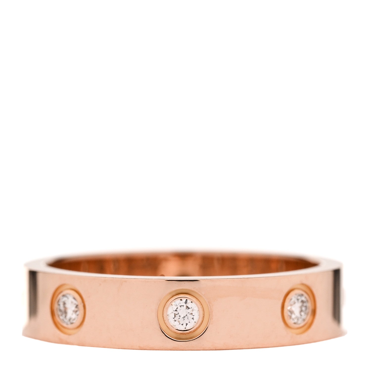Cartier 18K Pink Gold 8 Diamond 4mm LOVE Wedding Band Ring 49 5 1 of 4