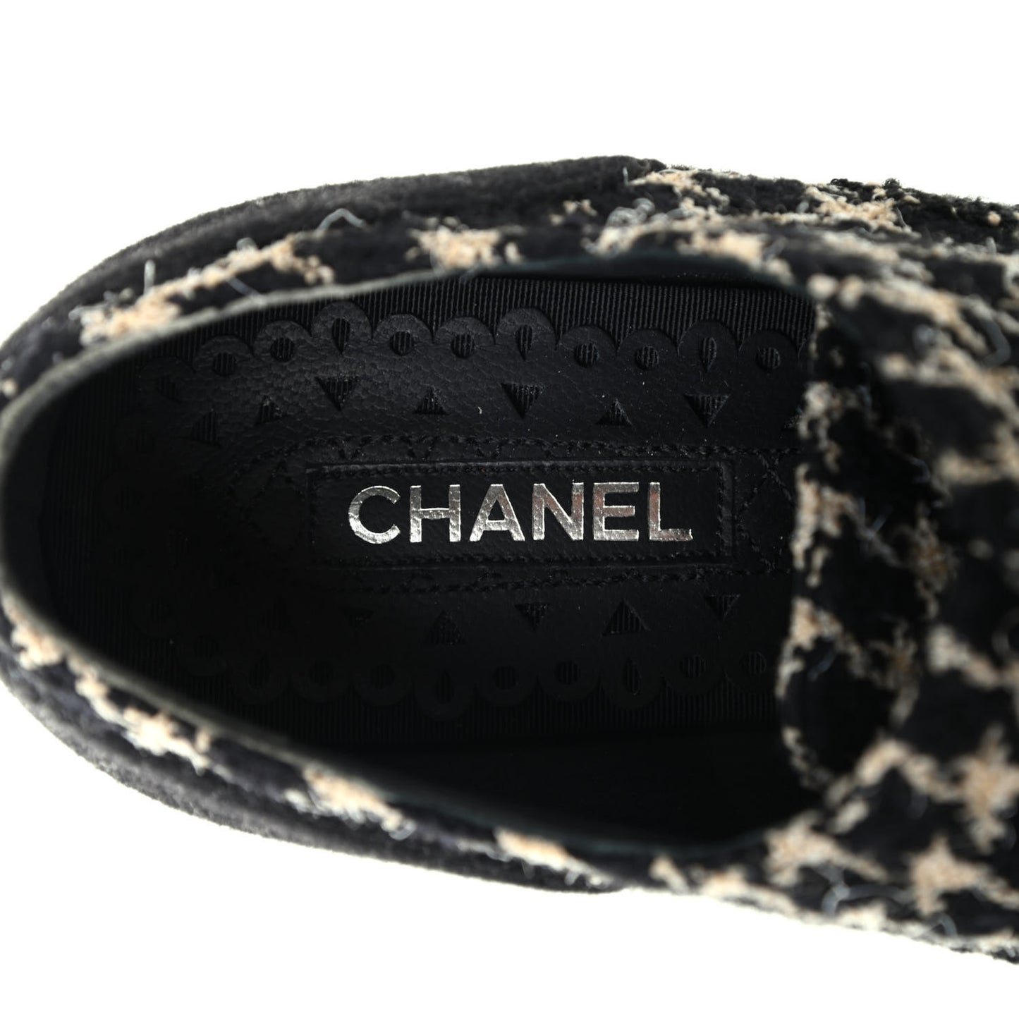 Tweed Lace Up Platform Oxfords 40 Black Multicolor