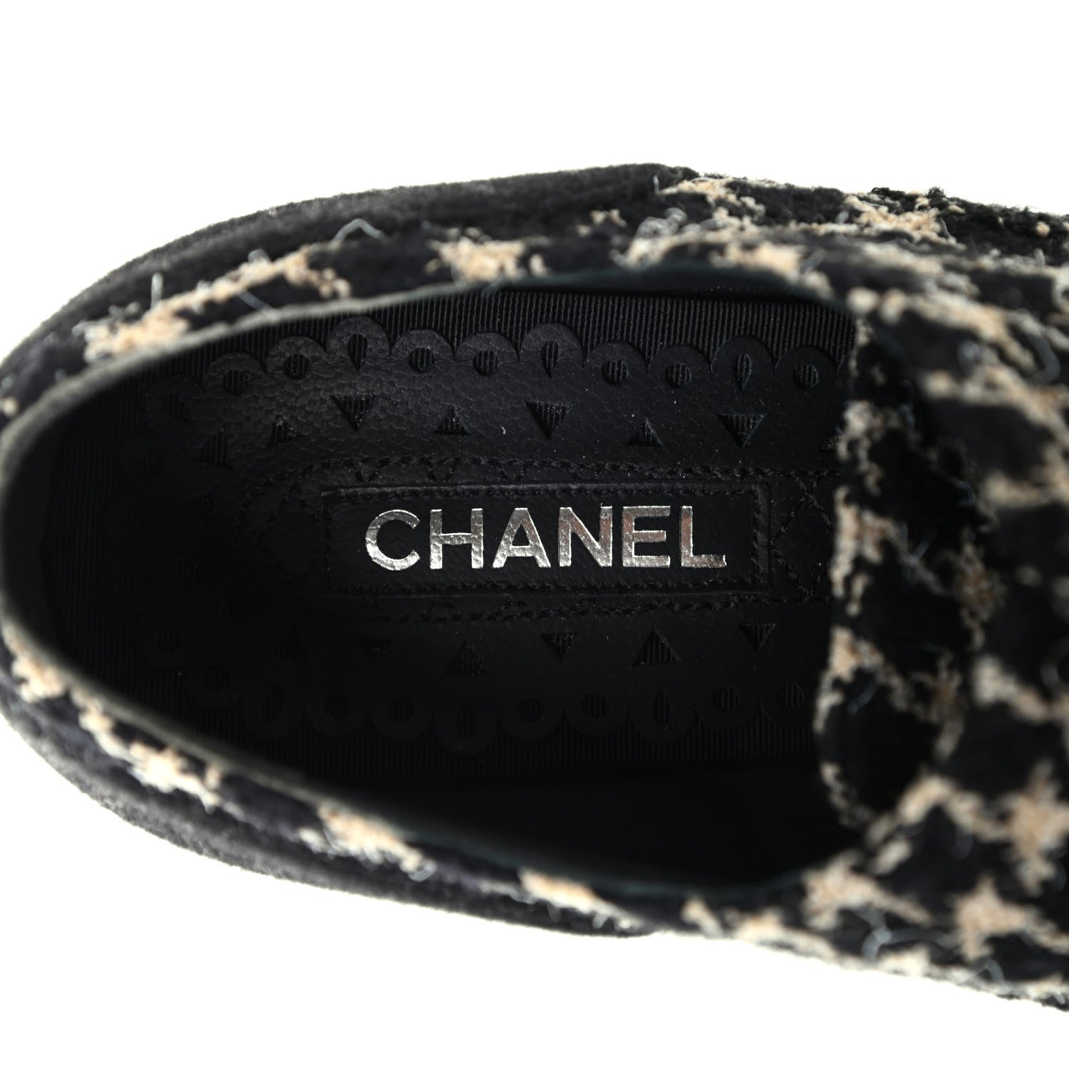 Chanel Tweed Lace Up Platform Oxfords 40 Black Multicolor 6 of 8
