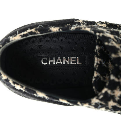 Chanel Tweed Lace Up Platform Oxfords 40 Black Multicolor 6 of 8