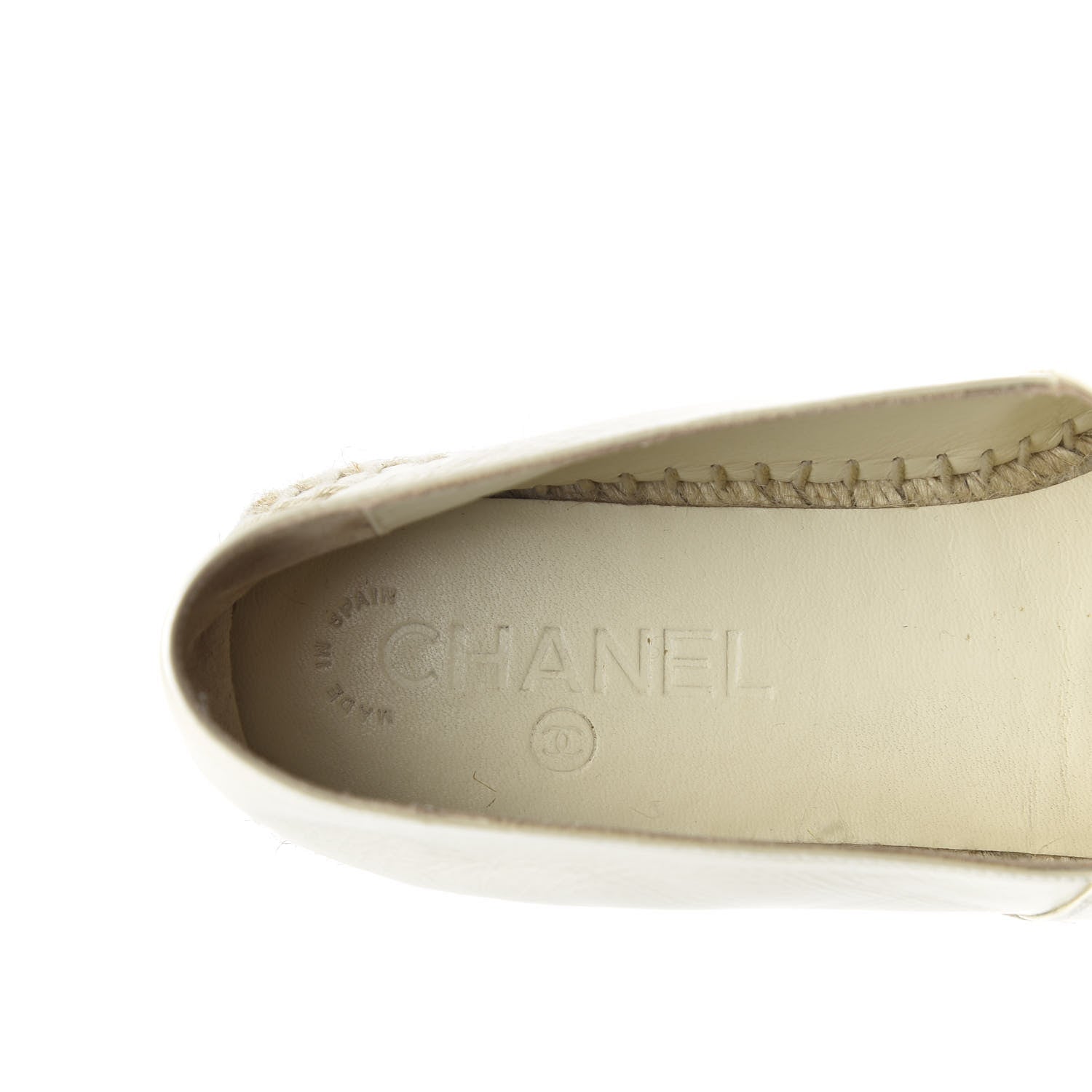 Chanel Iridescent Goatskin CC Espadrilles 37 Ivory Black 7 of 10