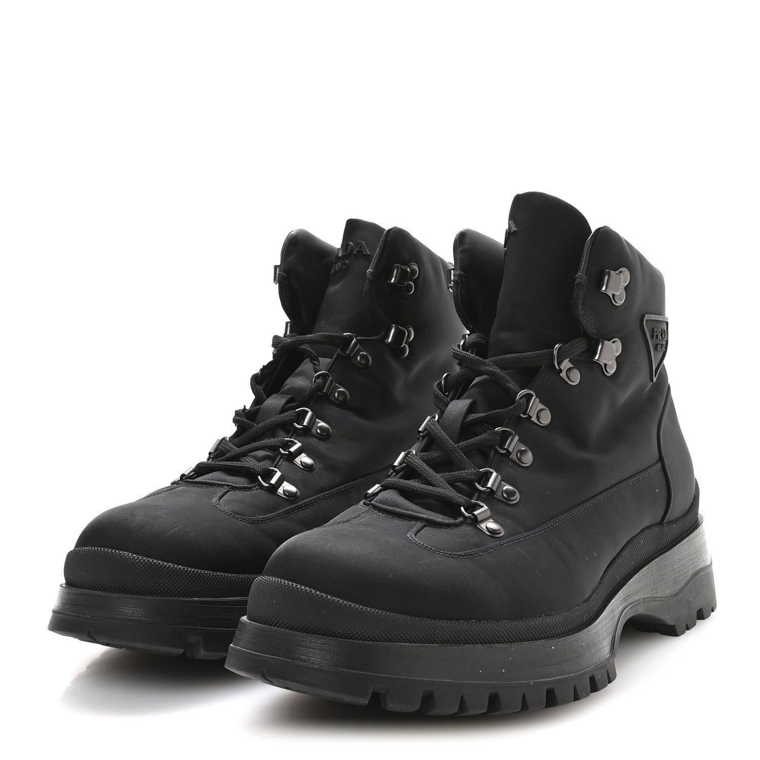 Prada Re-Nylon Gabardine Triangle Logo Brixxen Mens Hiking Boots 9.5 Black 4 of 9