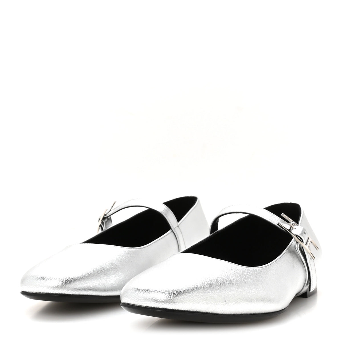 Metallic Goatskin Jane Ballet Flats 39 Gris Argente