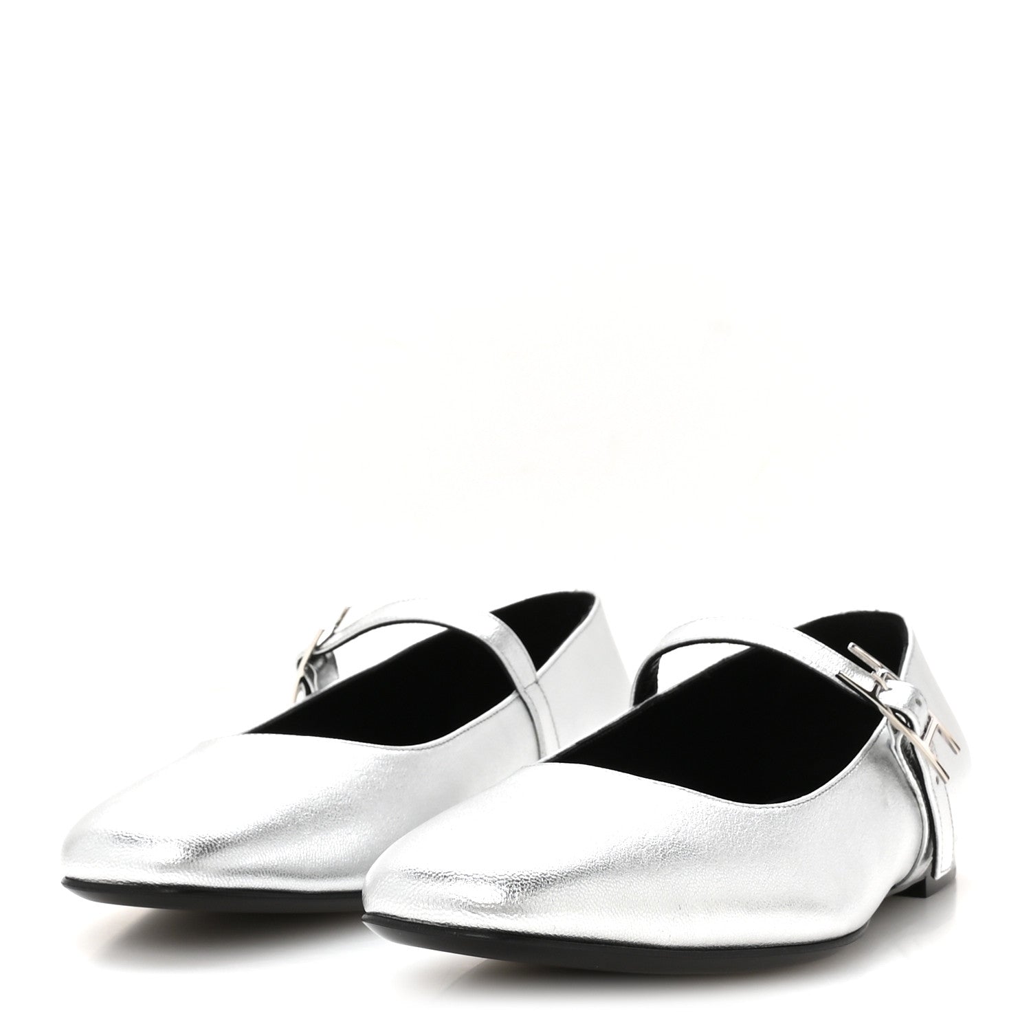 Hermes Metallic Goatskin Jane Ballet Flats 39 Gris Argente 4 of 10