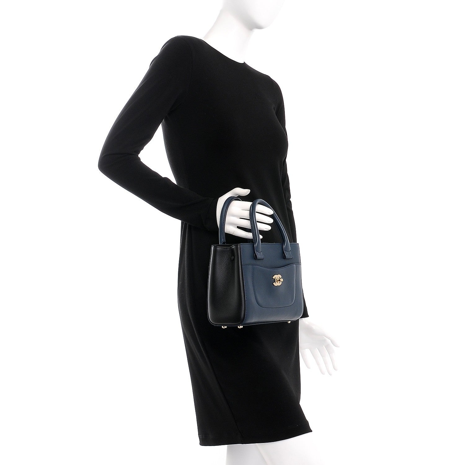Chanel Grained Calfskin Mini Neo Executive Shopper Tote Navy 3 of 8