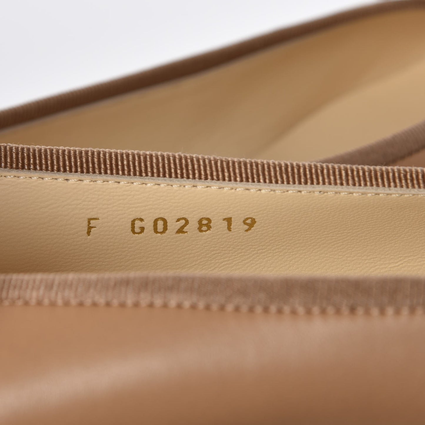 Lambskin Patent Cap Toe CC Ballerina Flats 35.5 Light Beige