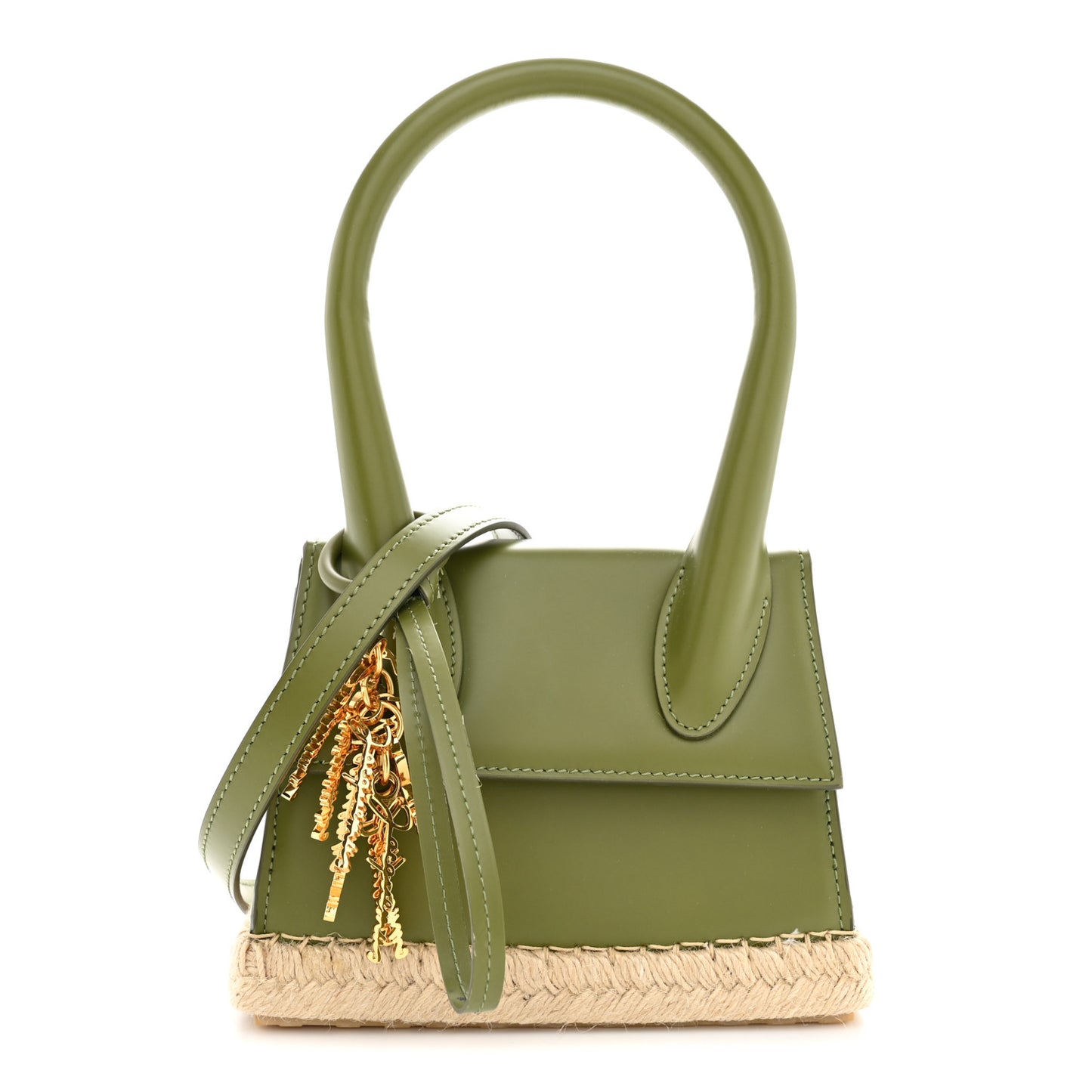 Smooth Calfskin Raffia Le Chiquito Moyen Corado Khaki