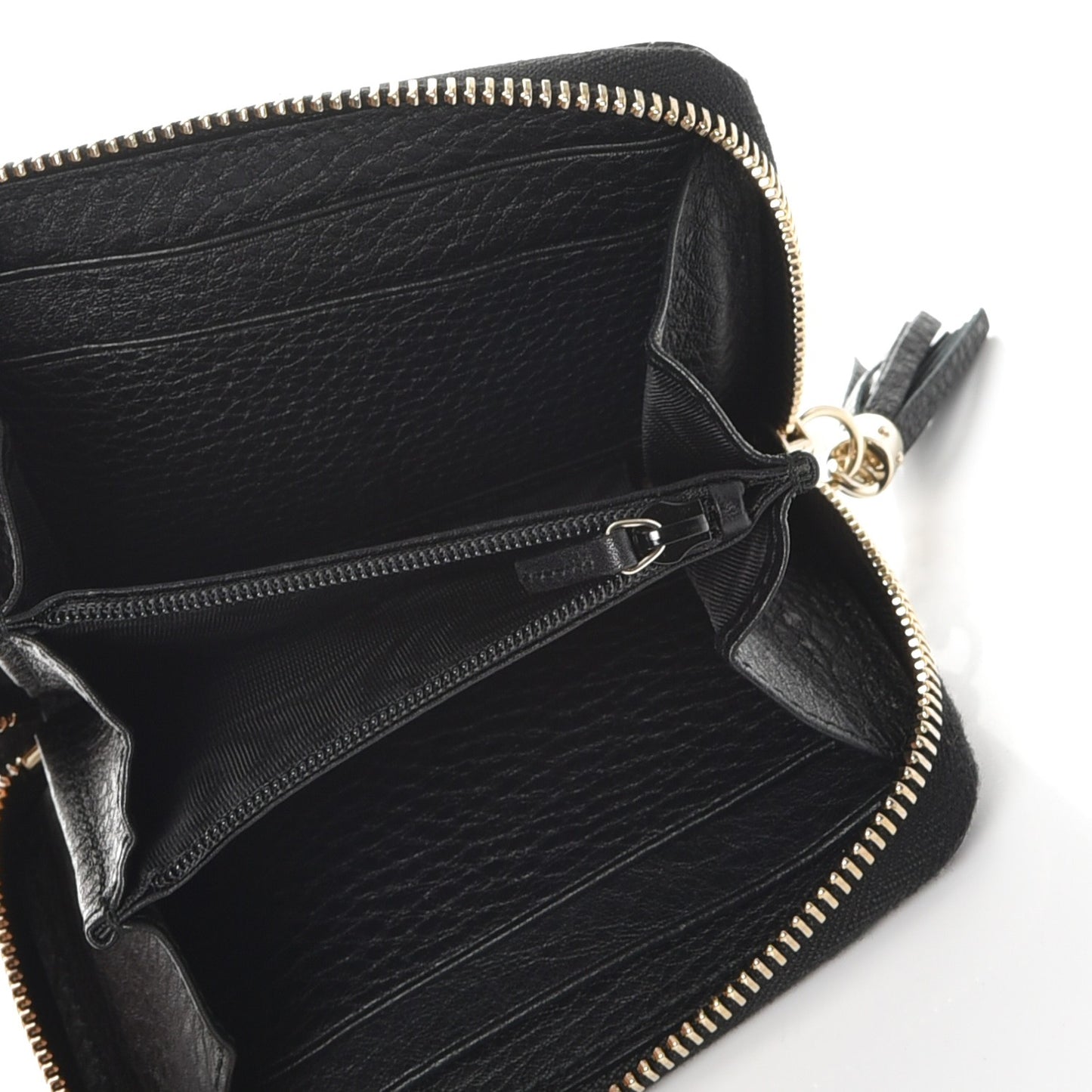 Pebbled Calfskin Soho Compact Disco Zip Around Wallet Black