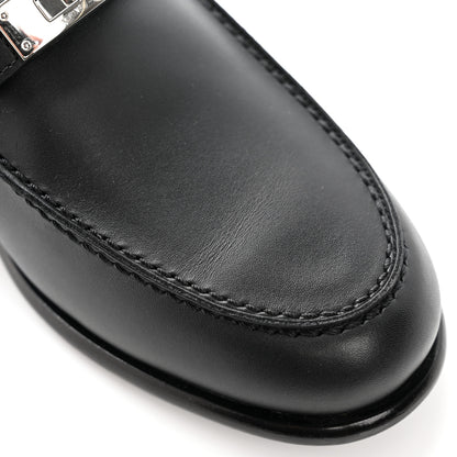 Hermes Calfskin Womens Destin Loafers 37 Black 10 of 12