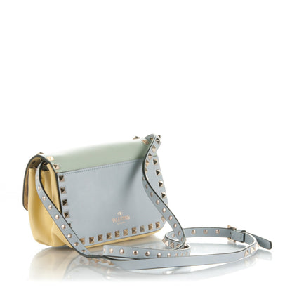 Valentino Garavani Vitello Watercolor Mini Rockstud Flap Saddle Crossbody Bag Rose Green Yellow Sky 3 of 7