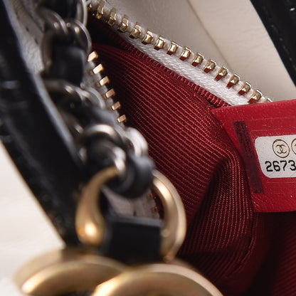 Chanel Aged Calfskin Quilted Small Gabrielle Hobo Black White 7 of 9