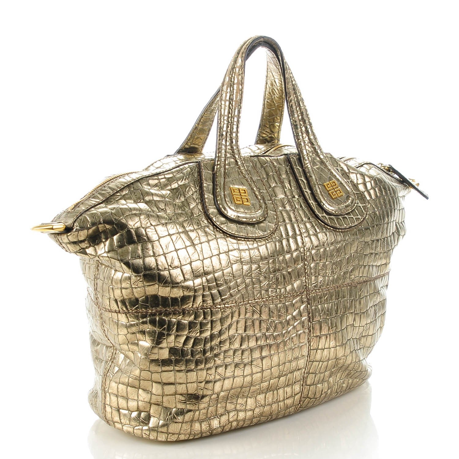 Givenchy Calfskin Crocodile Embossed Medium Nightingale Gold 3 of 9