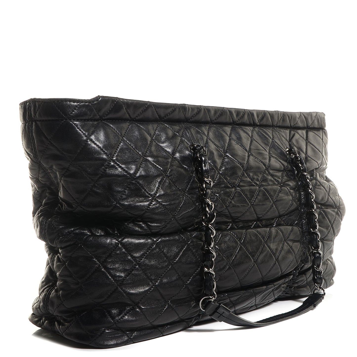 Lambskin Quilted East West Sharpei Tote Black