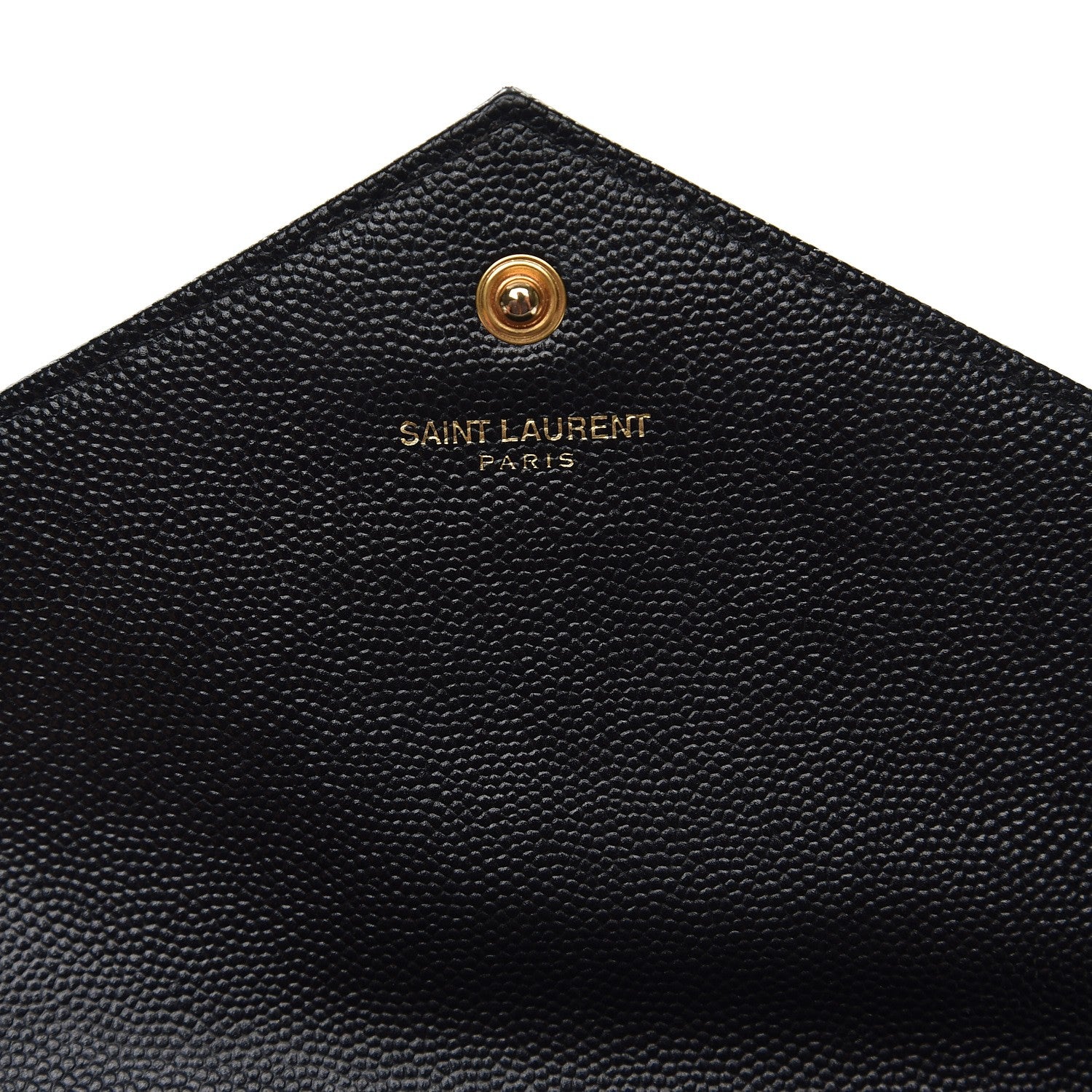 Saint Laurent Grain De Poudre Matelasse Chevron Monogram Chain Wallet Black 6 of 8