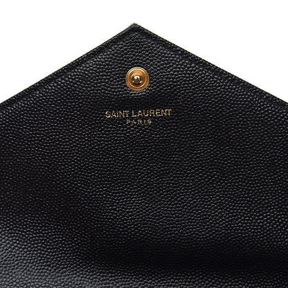 Saint Laurent Grain De Poudre Matelasse Chevron Monogram Chain Wallet Black 6 of 8