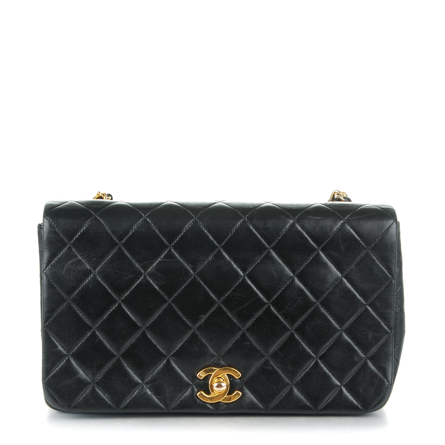 Lambskin Quilted Small Single Flap Black