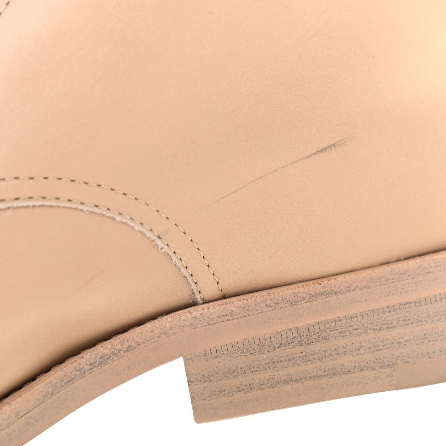 Calfskin Cap Toe CC Lace Up Boots 36 Beige