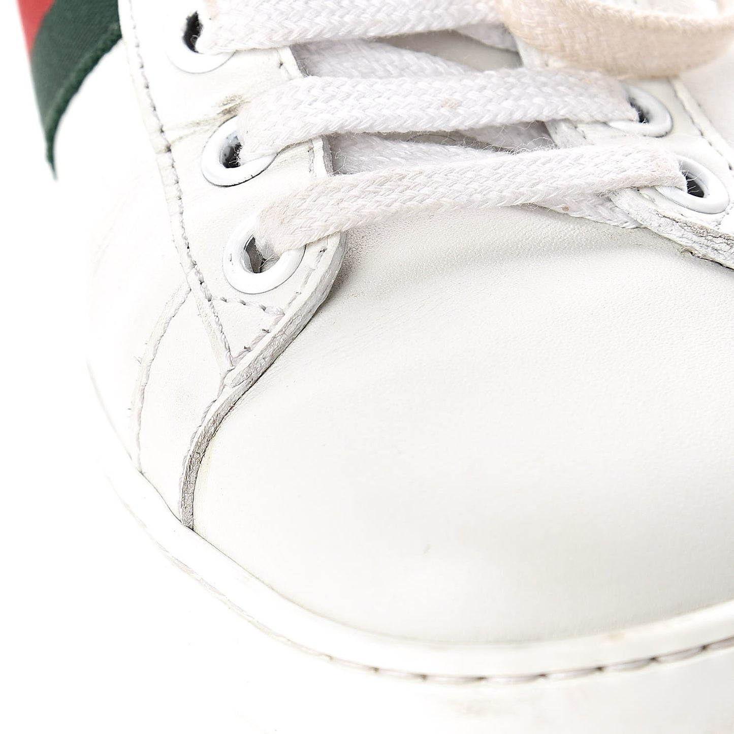 Calfskin Ayers Bee Embroidered Womens Ace Sneakers 36 White Green