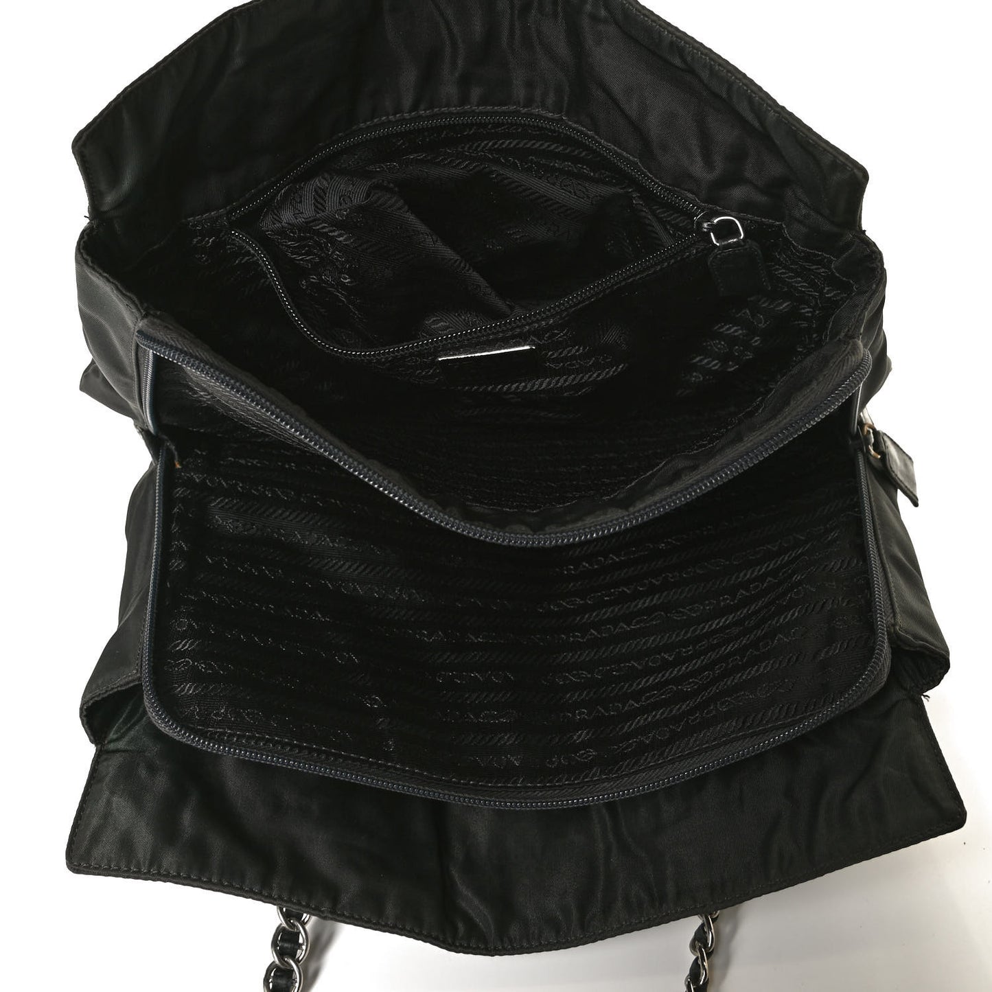 Tessuto Nylon Chain Shoulder Bag Black