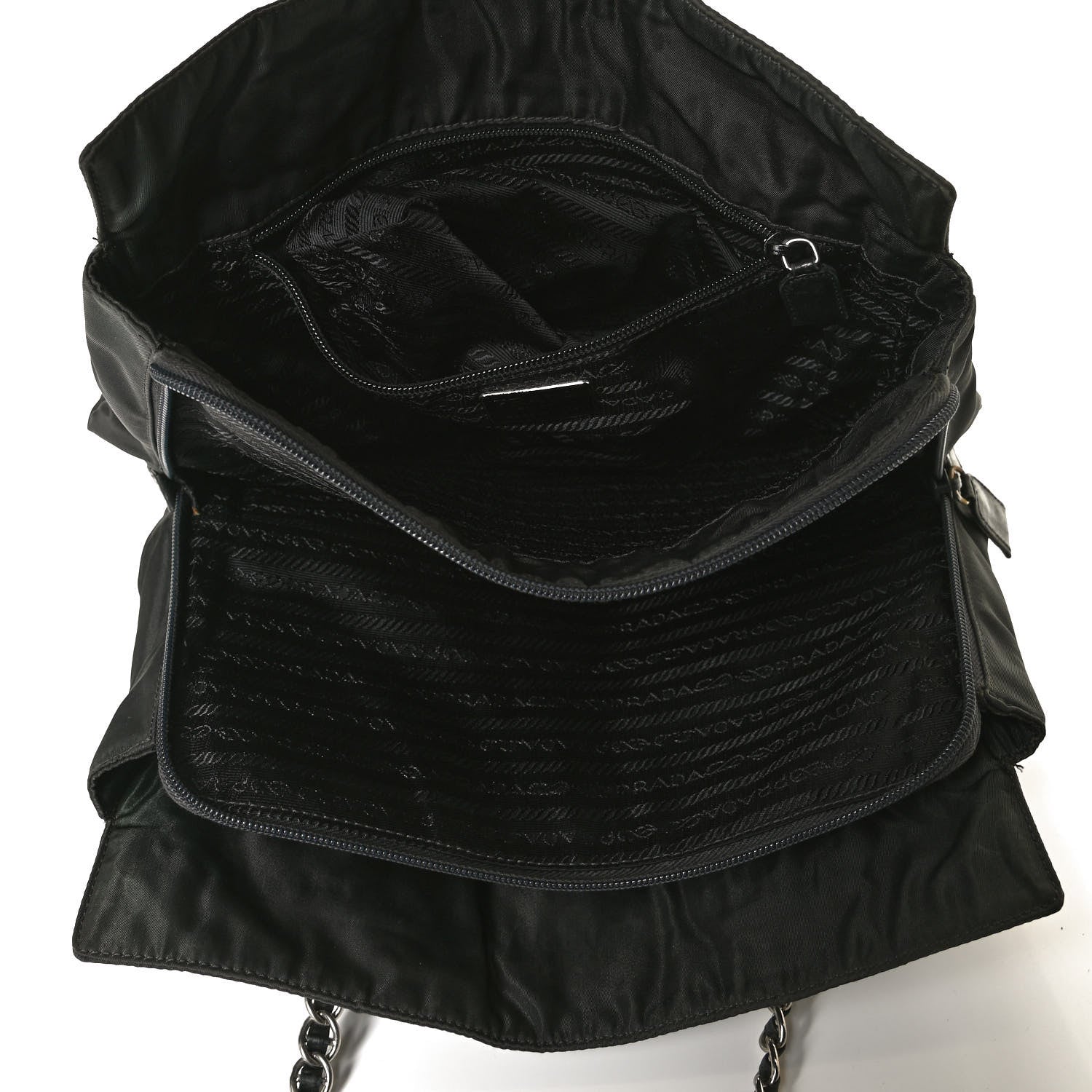 Prada Tessuto Nylon Chain Shoulder Bag Black 4 of 9
