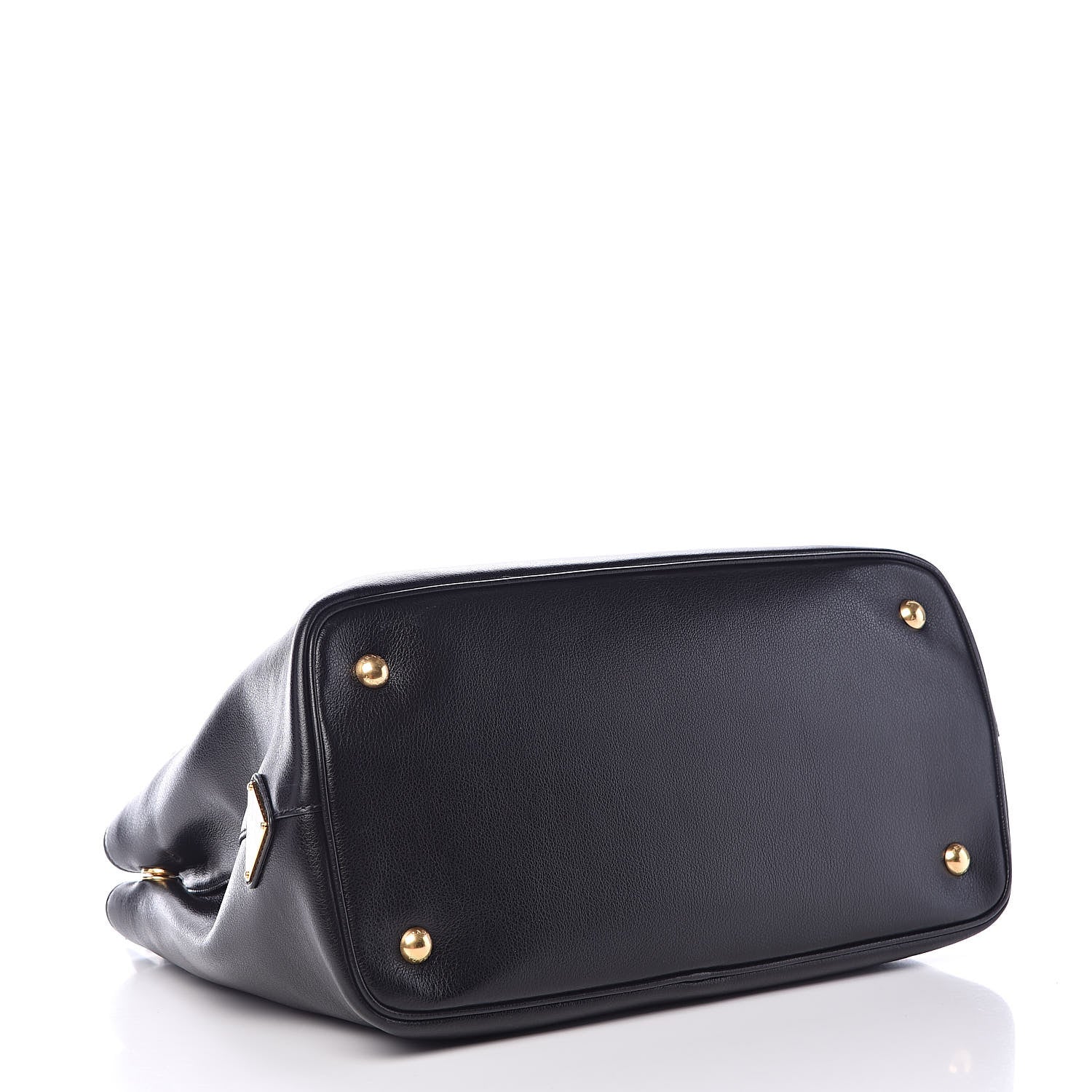 Prada Glace Calfskin Embossed Logo Tote Black 4 of 11