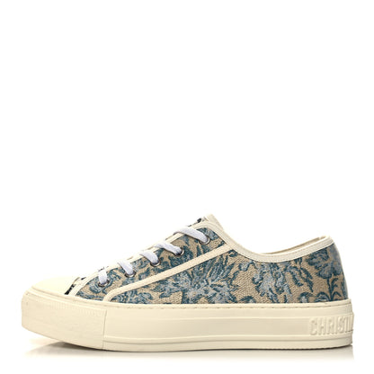 Christian Dior Canvas Floral Embroidered Womens Walk'N'Dior Low Top Sneakers 38 Duck Blue 1 of 10
