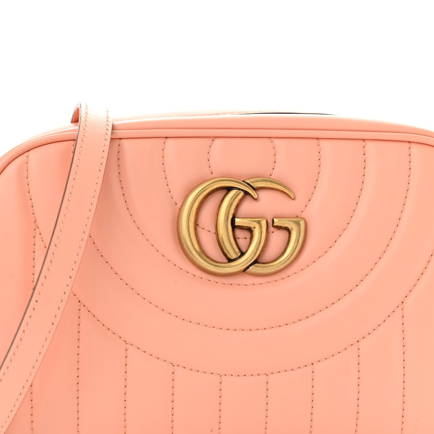 Gucci Calfskin Vertical Ring Matelasse Small GG Marmont Chain Shoulder Bag Peachy Chic 8 of 12