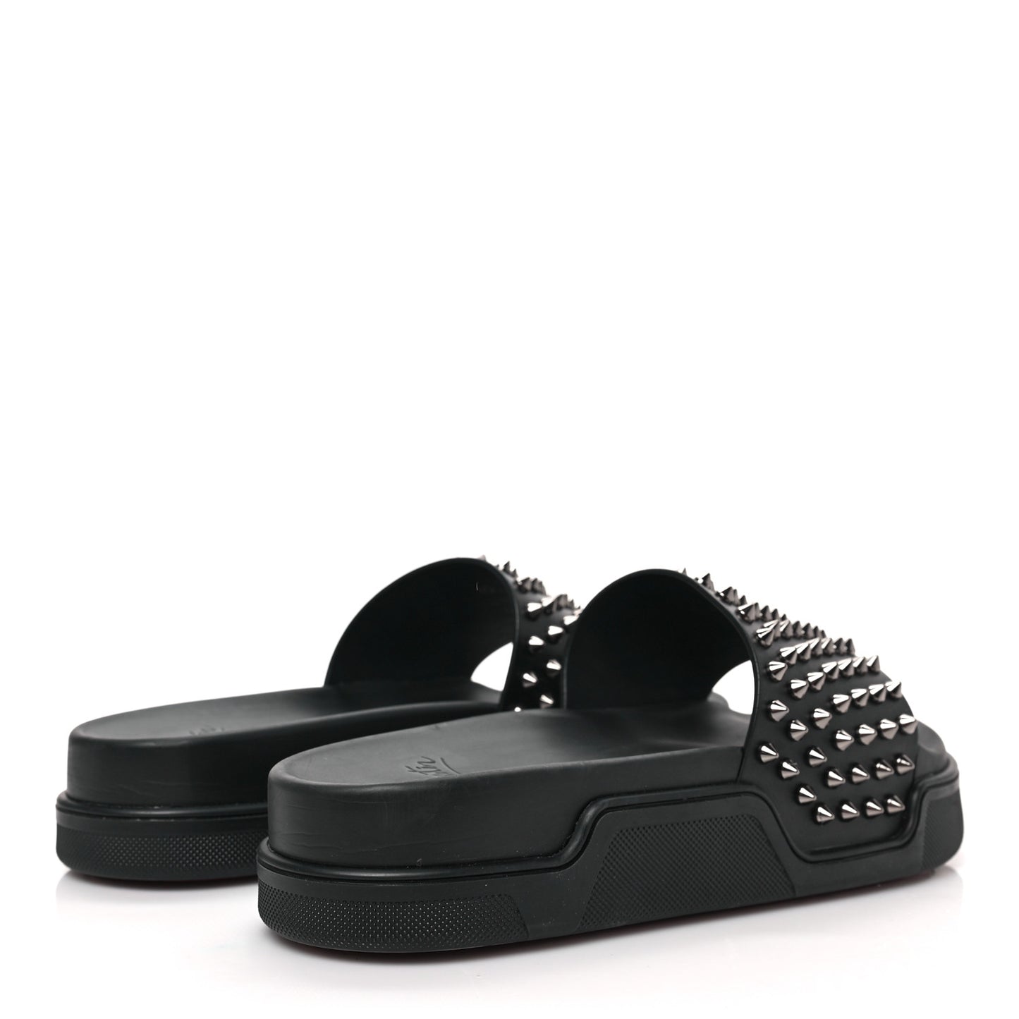 Calfskin Studded Pool Fun Platform Flat Slide Sandals 40 Black