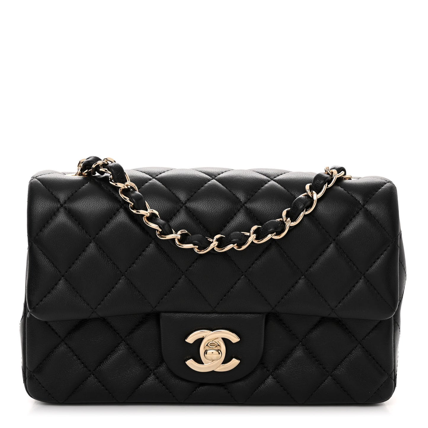 Lambskin Quilted Mini Rectangular Flap Black