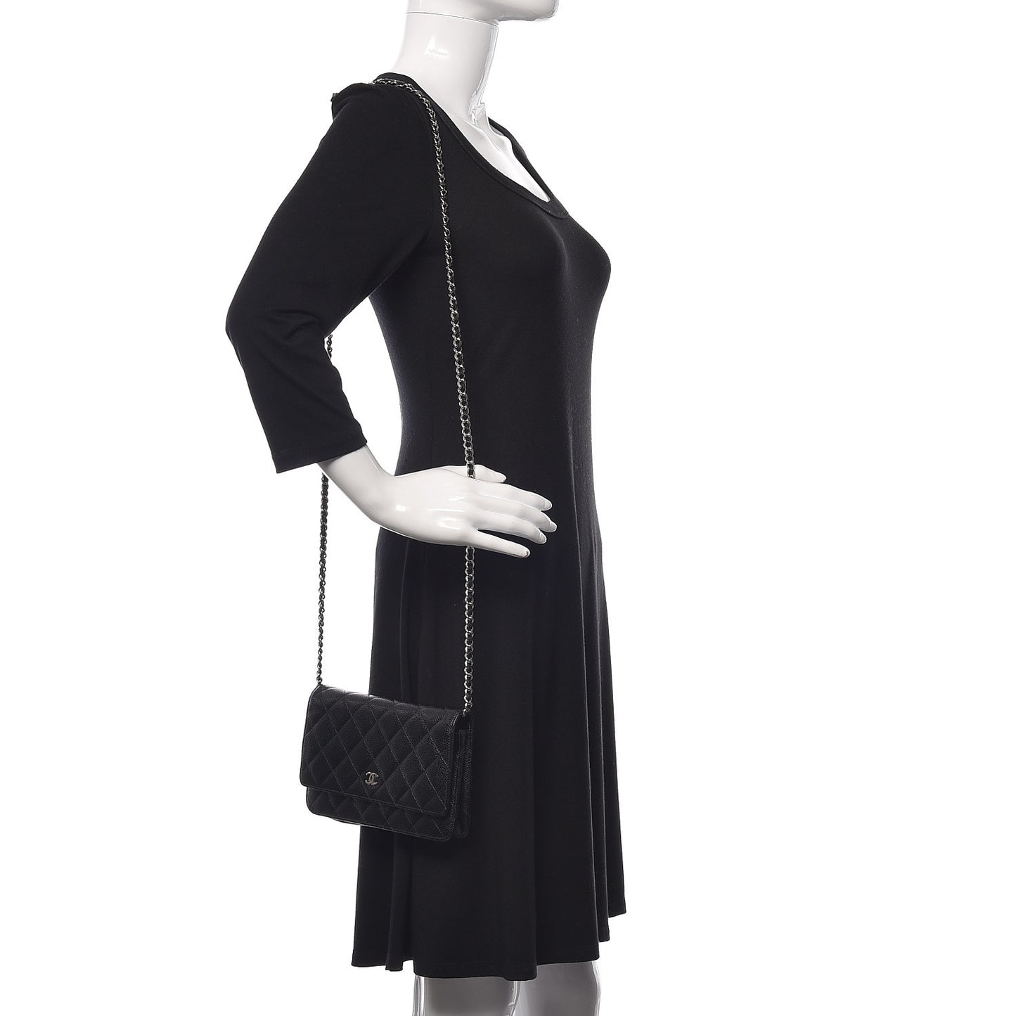 Caviar Quilted Wallet On Chain WOC Black