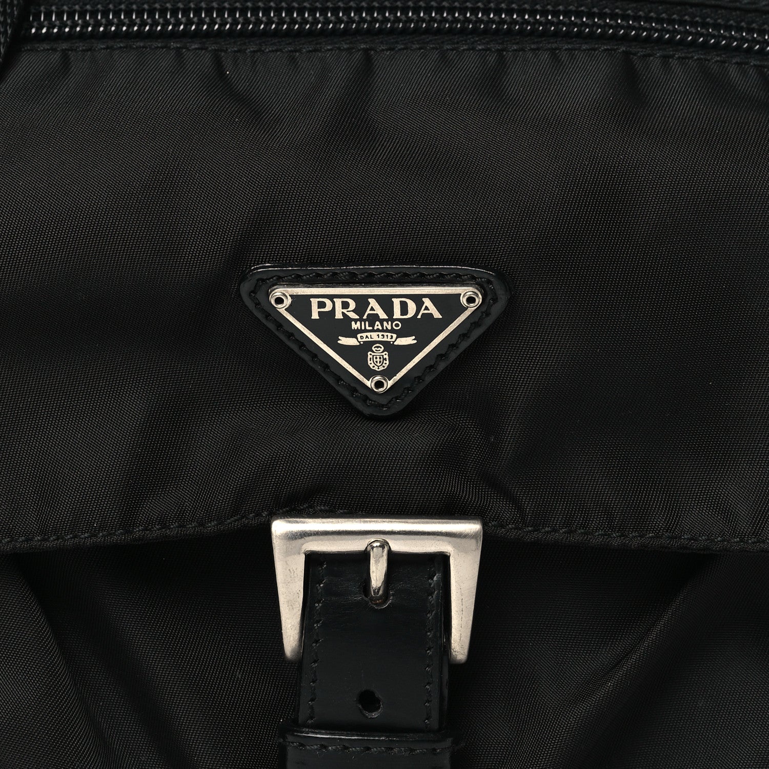 Prada Nylon Vela Saffiano Single Buckle Messenger Shoulder Bag Black 7 of 9