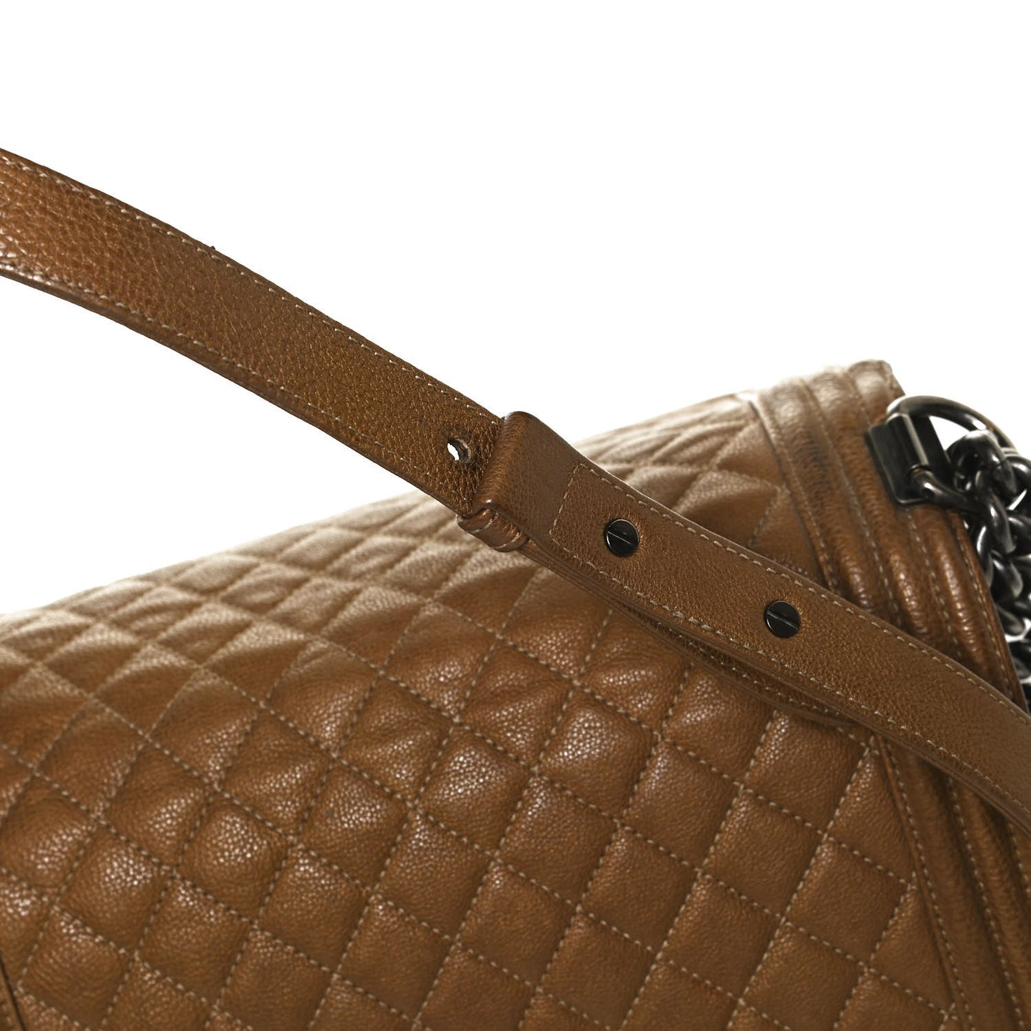 Metallic Calfskin Quilted Medium Boy Flap Dark Gold