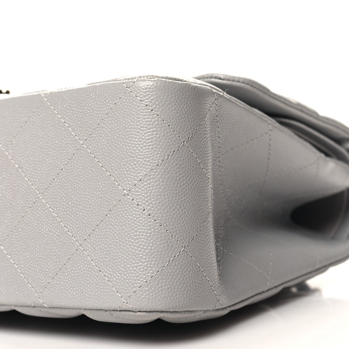 Caviar Quilted Jumbo Double Flap Grey