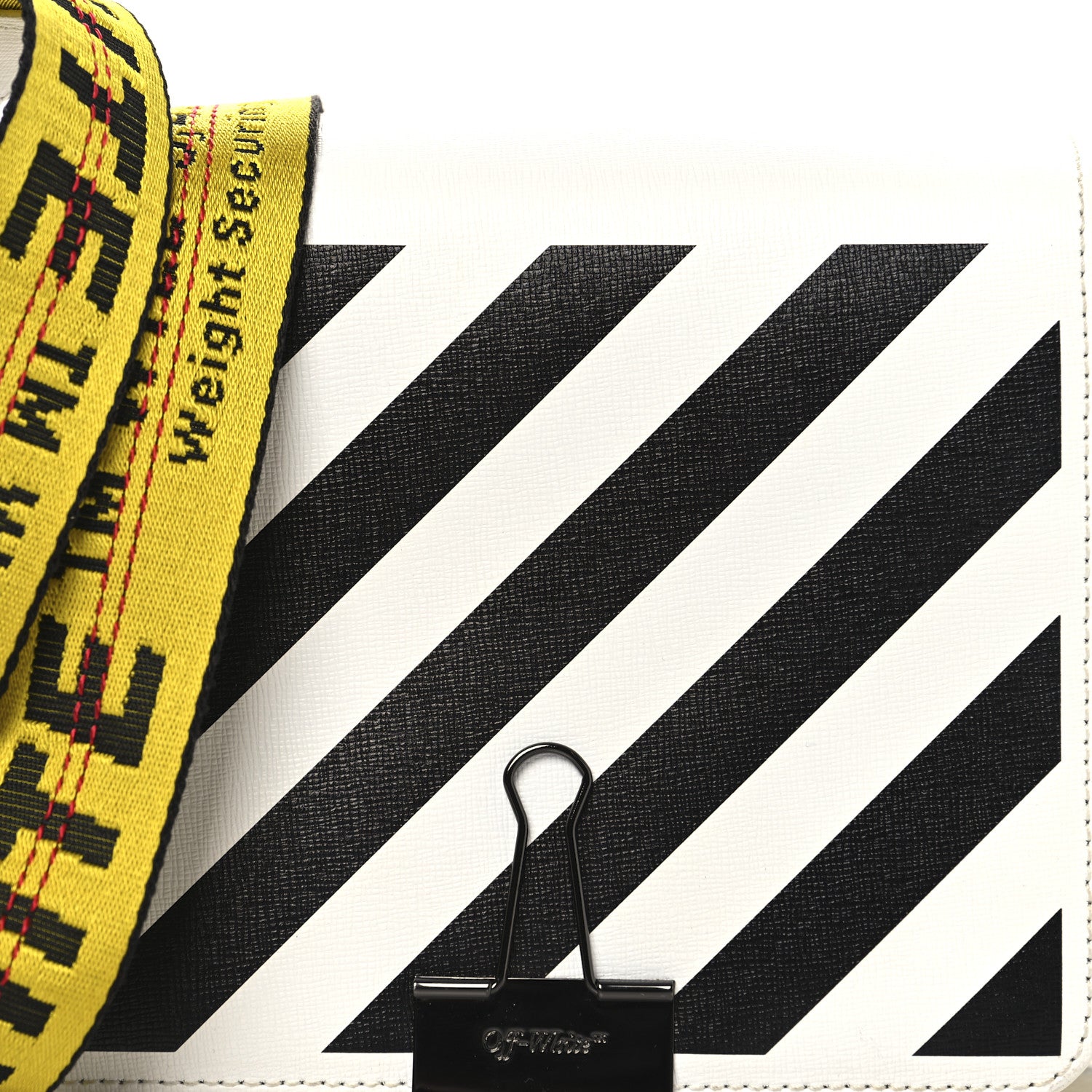 Off-White Saffiano Striped Mini Diag Binder Clip Bag White Black 7 of 12