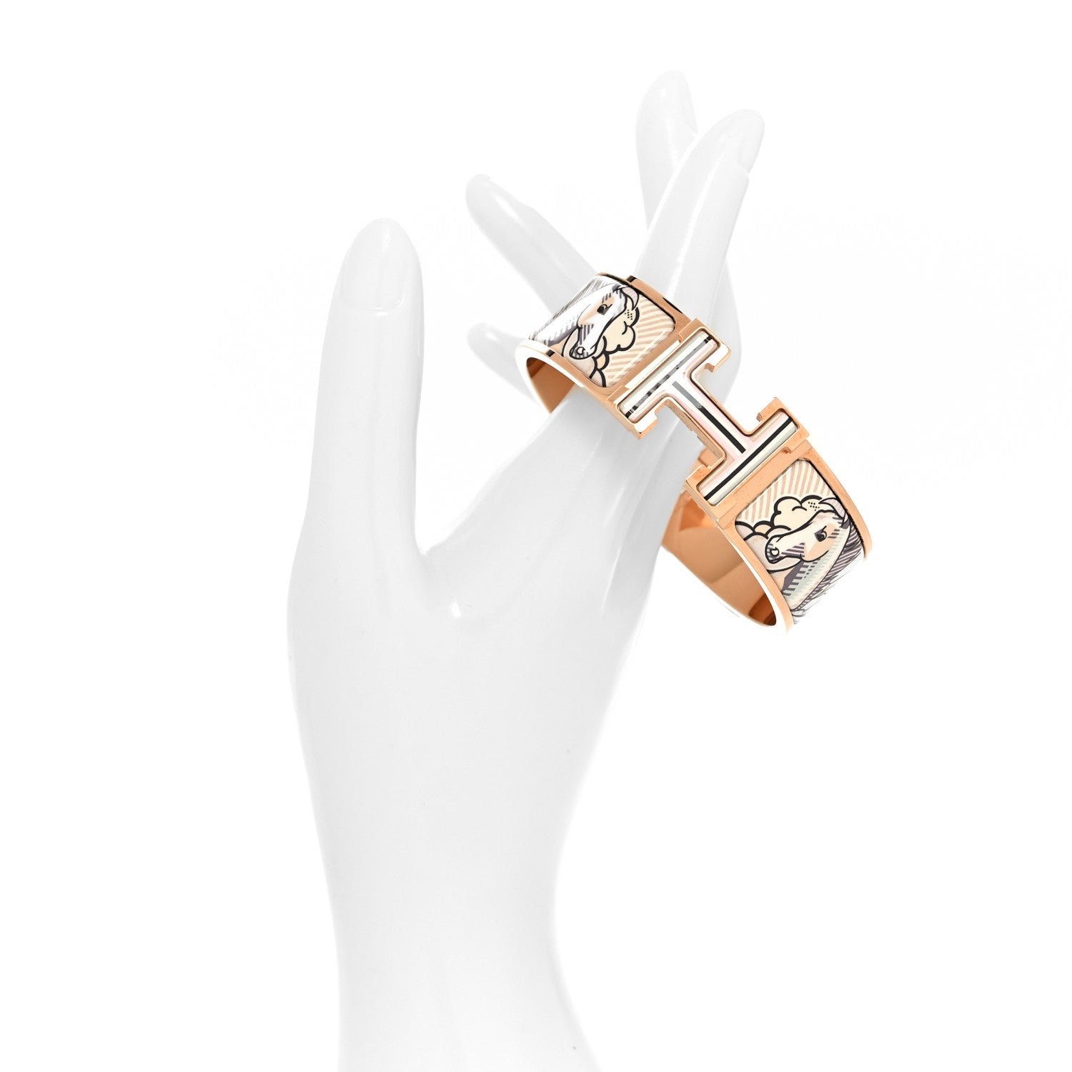 Hermes Enamel Pegase Pop Wide Clic Clac H Bracelet L Sable Soie 2 of 5