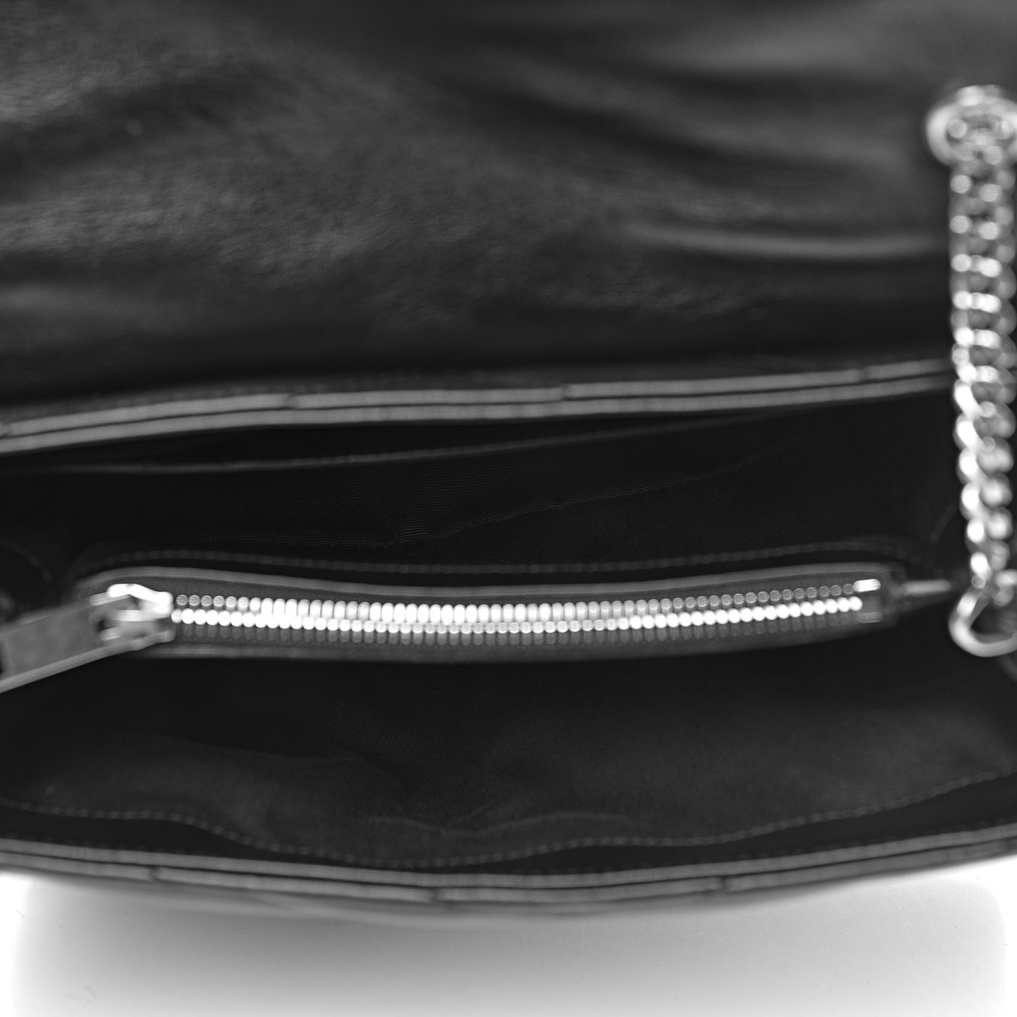Calfskin Y Quilted Monogram Small Loulou Chain Satchel Black
