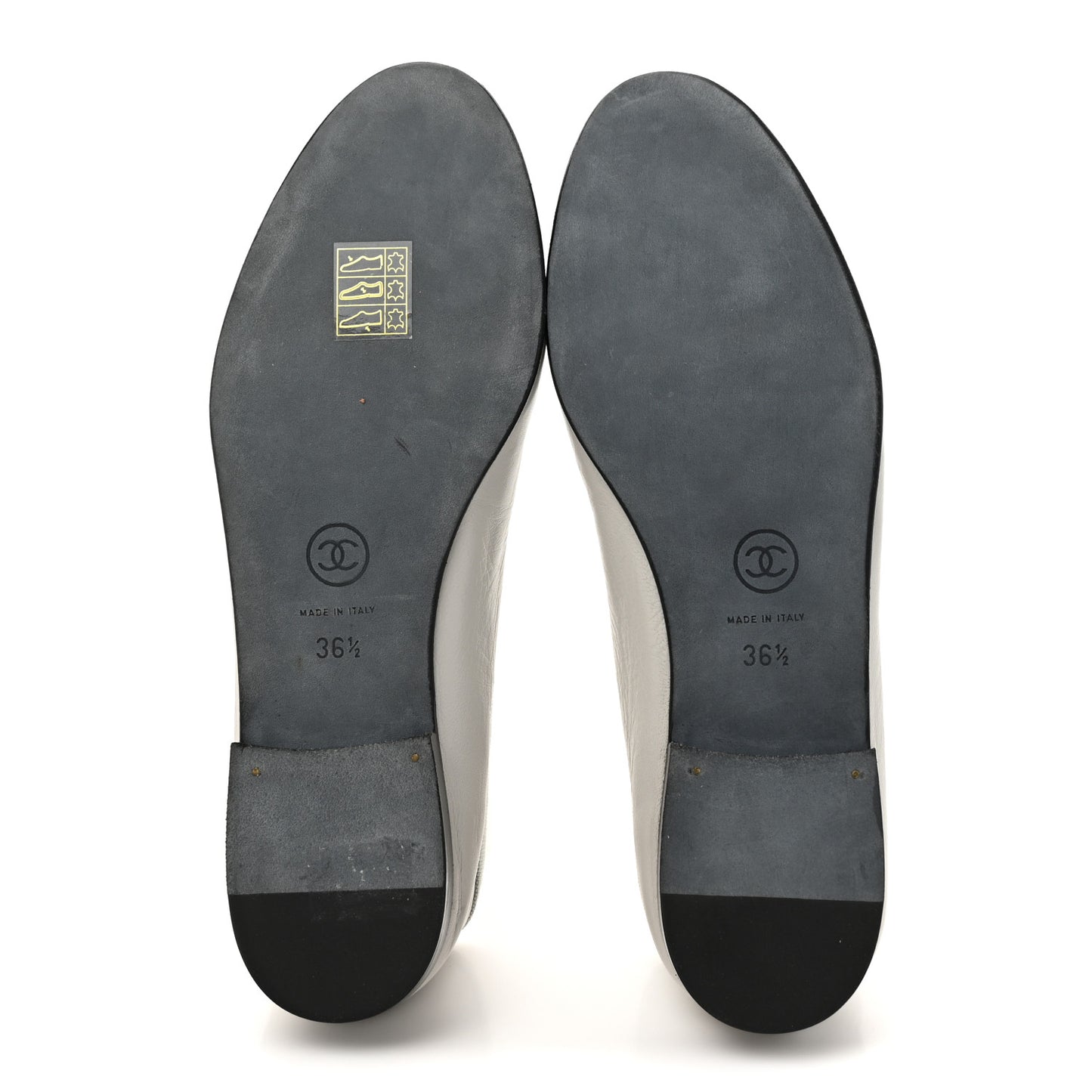 Lambskin Cap Toe CC Ballerina Flats 36.5 Grey Black