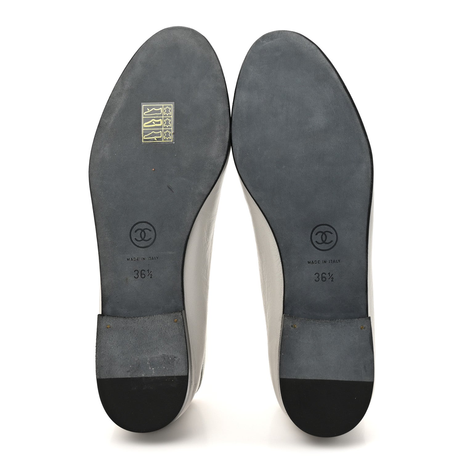 Chanel Lambskin Cap Toe CC Ballerina Flats 36.5 Grey Black 6 of 8