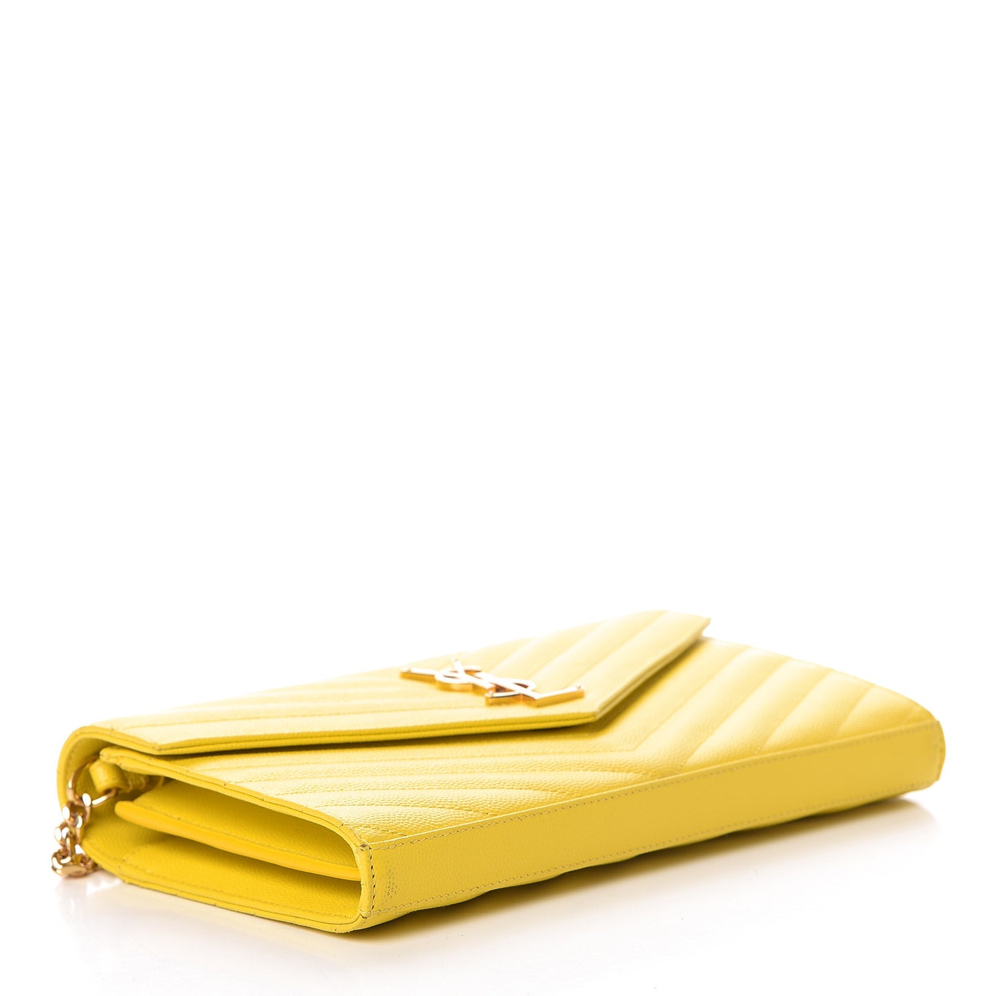 Grain De Poudre Matelasse Chevron Monogram Chain Wallet Yellow
