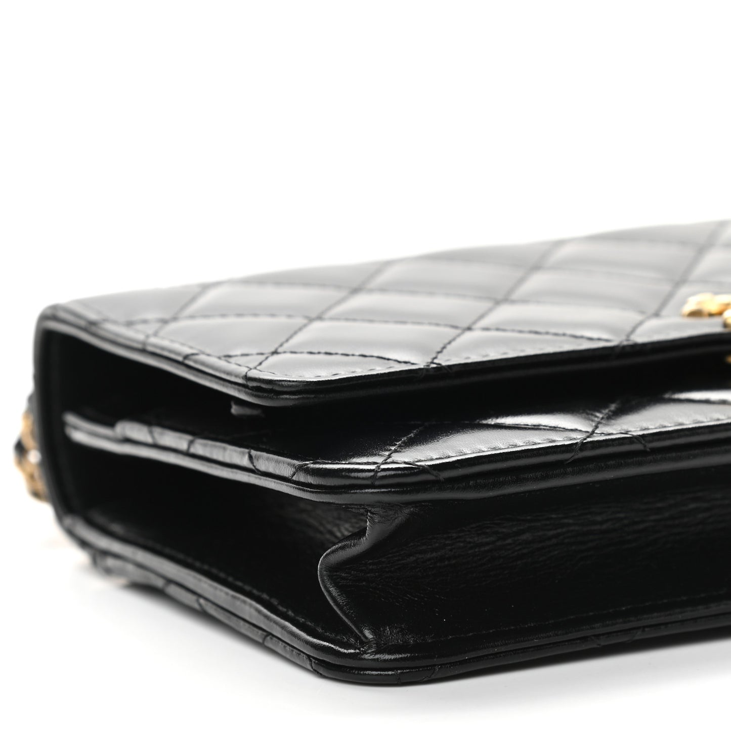 Calfskin Quilted Perfect Fit Wallet On Chain WOC Black