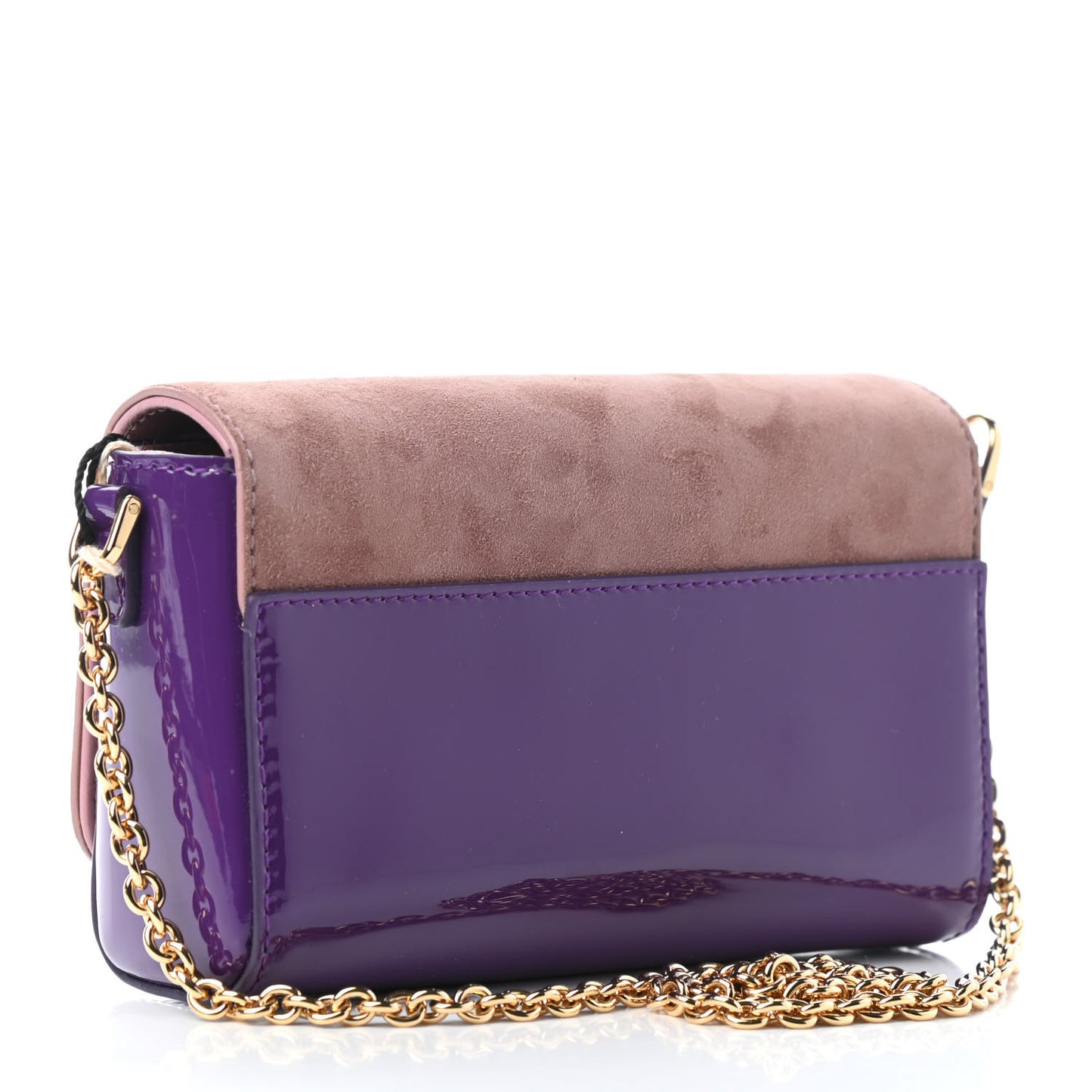 Suede Patent Calfskin L'Amore Belleza Chain Flap Pink Purple