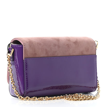 Dolce & Gabbana Suede Patent Calfskin L'Amore Belleza Chain Flap Pink Purple 2 of 5